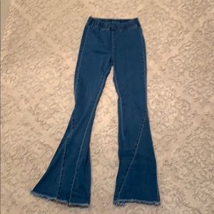 Blue Brush Flare Jeans